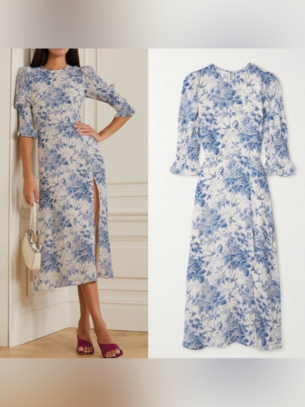 Reformation Carolena Crepe de Chine Dress in Pompadour Size 2